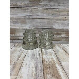 Hemingray Glass Insulators Set of 2 Clear Vintage Models 45 and 56 Made in USA